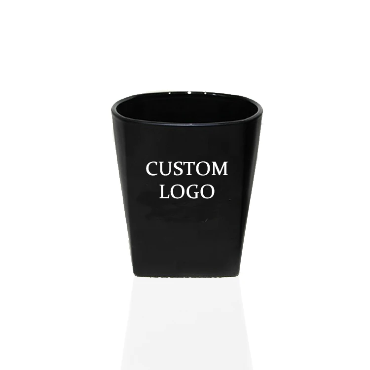 
custom logo printing black color spray black whiskey glass 
