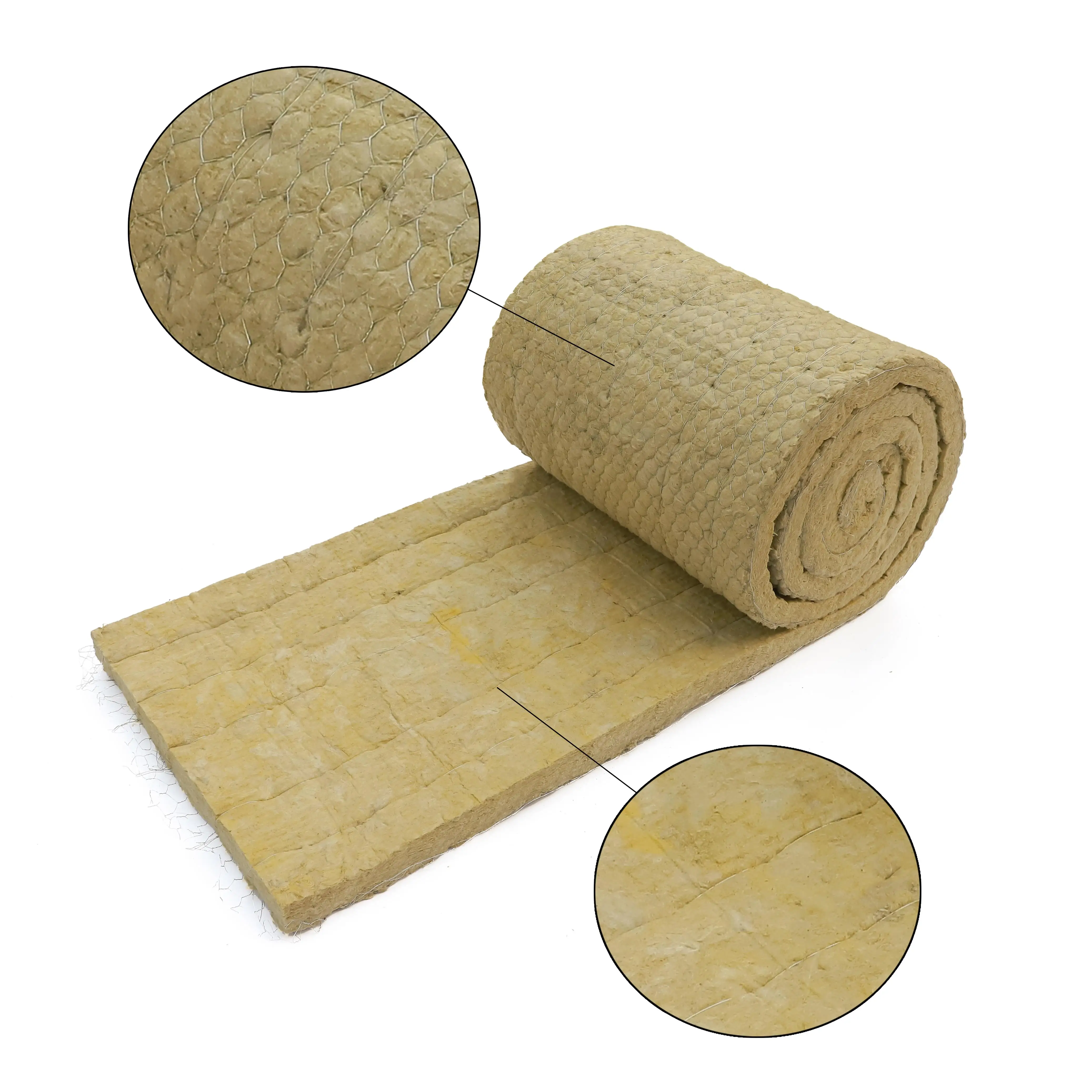 50mm Wire Meshed Stone Wool Roll Insulation Material from Trusted Supplier Soundproofing Rock Mineral Wool Blanket and Felt