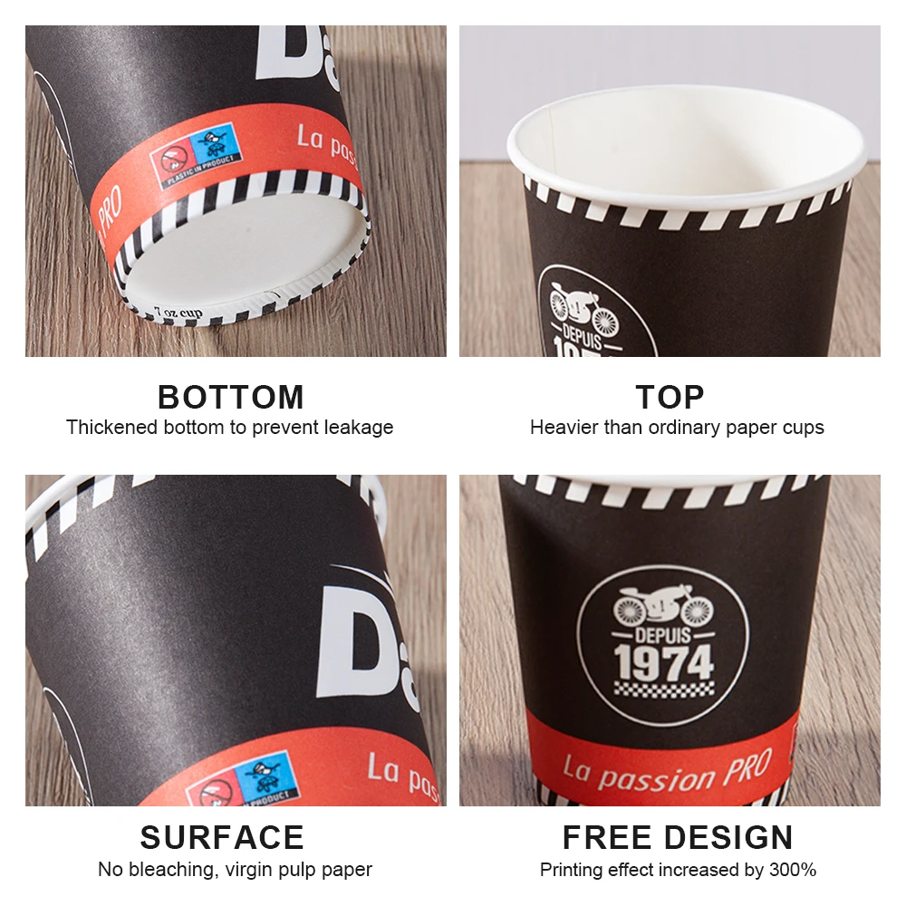 3/4/8/9/12/16 oz Customized Logo Eco-friendly Coated Wholesale Disposable Coffee Tea Paper Cups With Lid