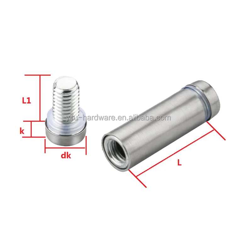 In Stock stand off spacer m3 12*25mm standoff  spacer aluminum/stainless steel standoffs  for glass sign spacer