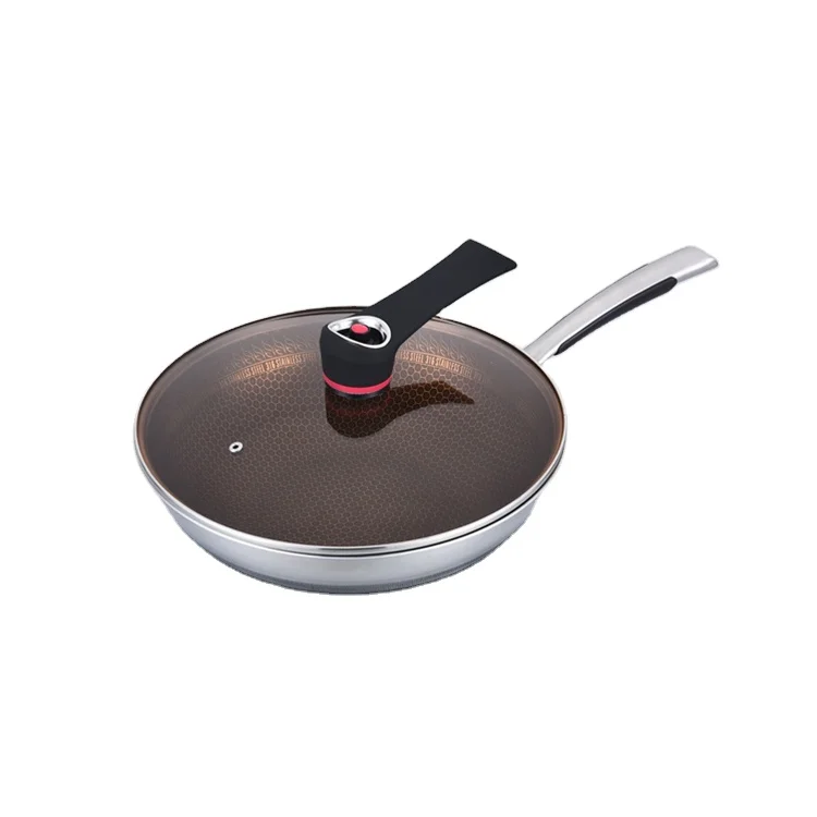 Best price superior quality non-stick round pan wok induction cooker stainless steel frying wok with glass cove