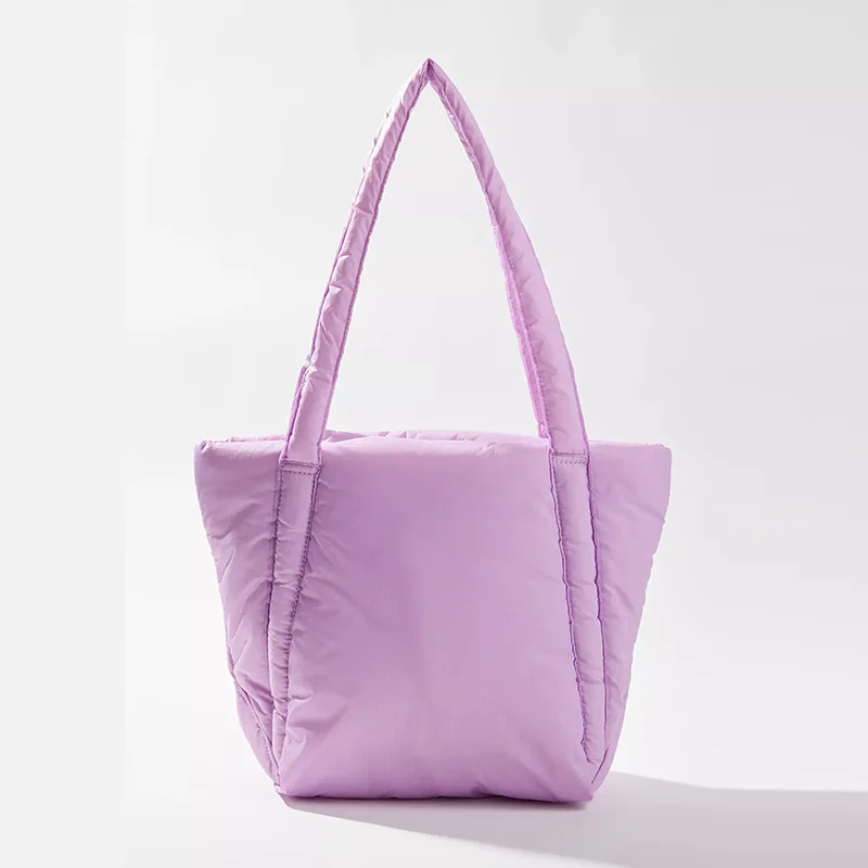 Large Women Custom Puffy Padded Crossbody Handbag shoulder Quilted Nylon Soft Puffer Shopper Tote Bag