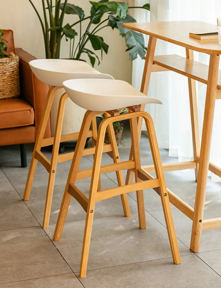
Modern Metal legs with Wood Effect Kitchen Bar Stool Coffee Shop Bar Stools 