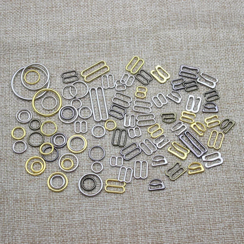 Wholesale ECO-Friendly Nick-Free Gold Plated Swimwear Buckles 6mm 8mm 10mm  Bra Ring And Strap Adjuster Slider