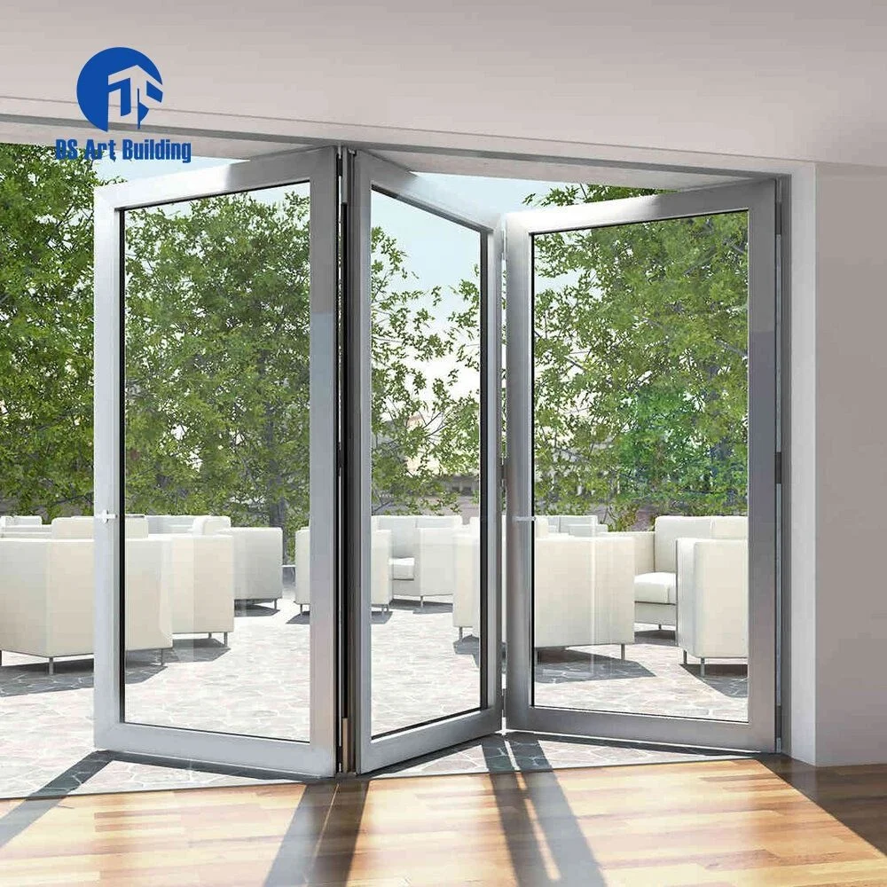 DS Outdoor Balcony Frameless Glass Folding Door Interior Al Bi-fold Glass Partition Wall Panoramic Indoor Sliding Accordion Door