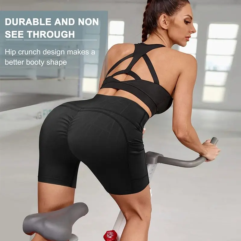 Women yoga sports shorts high waist super stretch summer running workout yoga biker shorts