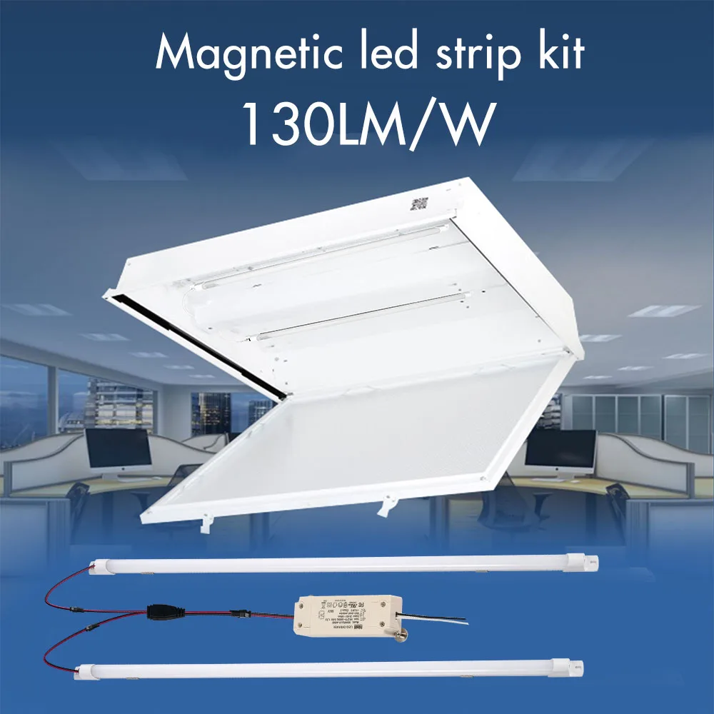 DLC Approved Magnetic LED Strip Light 48W 6750lm Troffer Retrofit Kit LED Strips Bluetooth mesh smart control optional