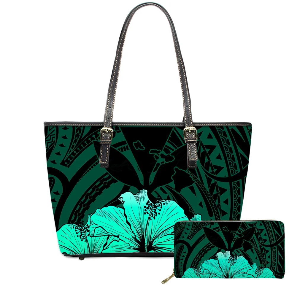 Drop shipping Flowers Pattern HandBags and Purses Customized Polynesian Hawaiian Tote Bag For Women Luxury Pu Leather Hand Bags