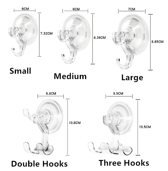 Multi-Purpose Powerful Push and Lock Vacuum Strong Suction Cup Hooks Transparent for Bathroom Kitchen