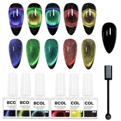 BCOL 9D Cat Eye Semi Permanent Gel Nail Art Polish Starter Kit Soak Off UV LED Custom Private Label 6Color Cruelty Free Magnet