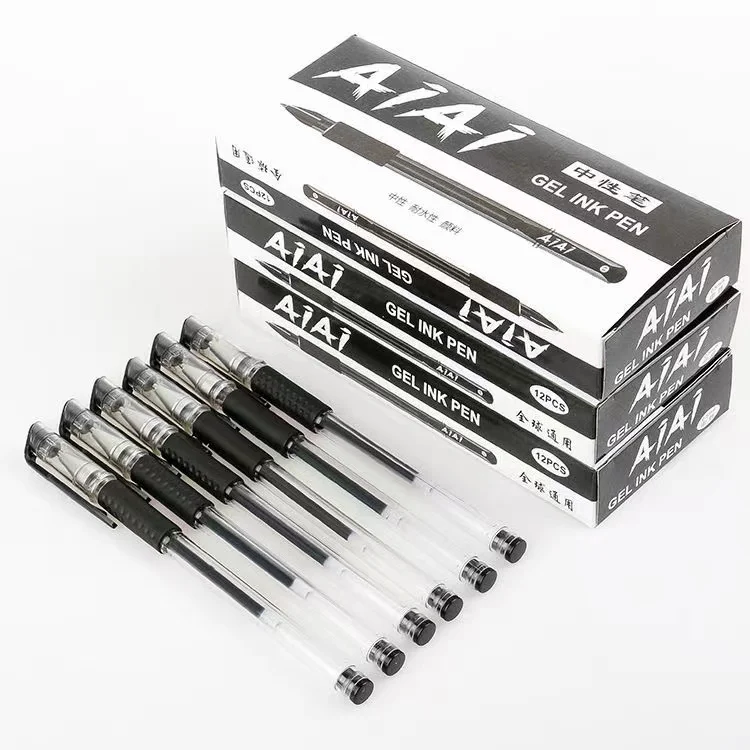 12pcs/box European standard Gel pen carbon signature pen Office stationery neutral gel pen