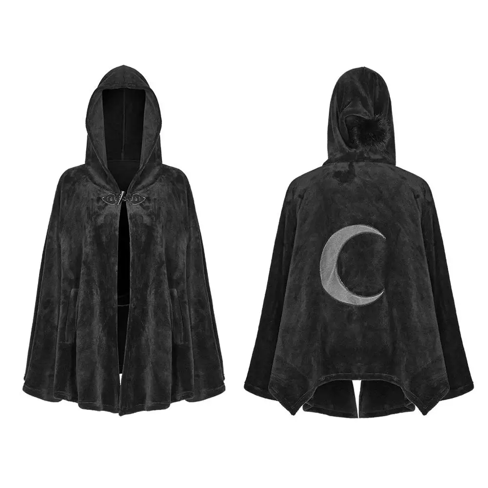 PUNKRAVE OPY-341 Dark Velvet Cloak Jacke With Hood Women Korea Fashion Winter Coat