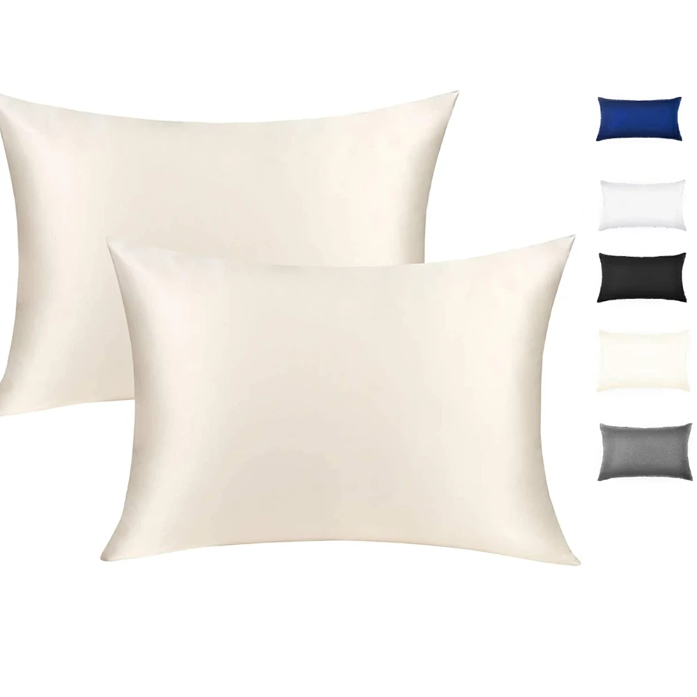 satin pillow  hidden zipper standard size queen size  king size ivory 16,19,22,30 Momme Pure 100% Mulberry Silk Pillowcase
