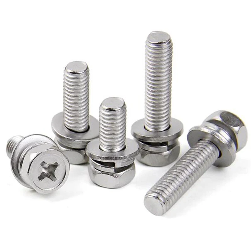 M2.5 M3 Stainless Steel ASTM A193 A914 B8 B8M B8T ASTM A453 GR660 A286 Cross Recessed Hex Head Screw Assembled With Washer