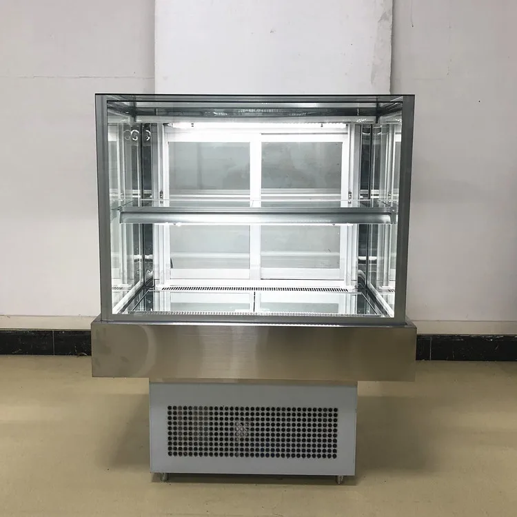 New design luxury Square Glass Cake Showcase display freezer