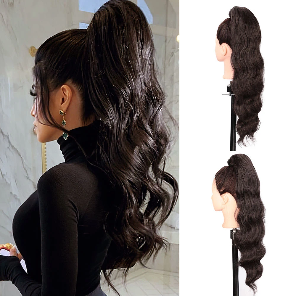 Wholesale Ponytail Synthetic Hair Brown Blonde Synthetic Hair Pony tail Long Curly Weave Claw Clip Ponytails Hair Pieces