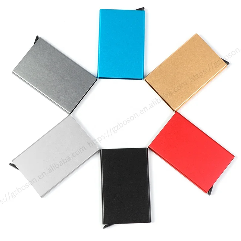 Wholesale Price slim aluminum pop up RFID blocking credit id card case metal minimalist automatic smart wallet card holder