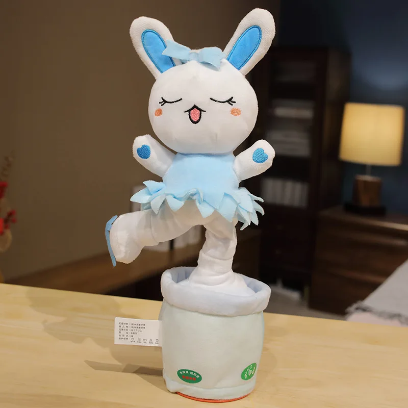 Fashion plush animated soft sunflower talking plush toy repeating electric flower easter bunny plush dancing toy doll