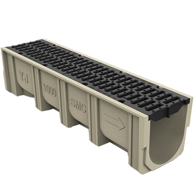 Factory CO 100*150 mm SMC drainage channel with ductile iron grating for water drainage system