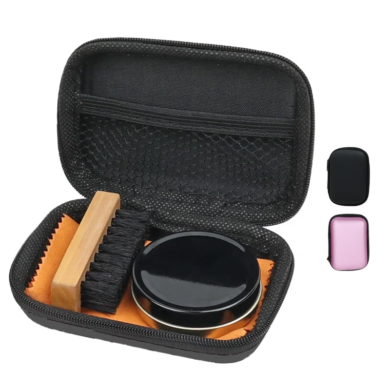 Factory Wholesale Custom Logo Travel Portable 3 In 1 Shoe Polish Set Leather Shoe Shine Kit