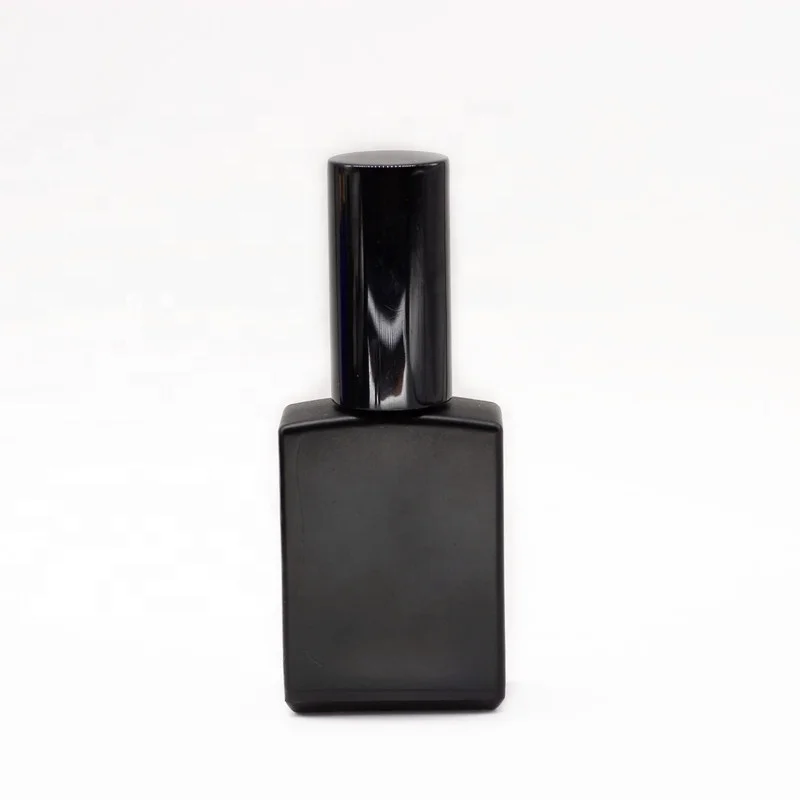 
High quality perfume bottles 30 ml black rectangle bottles glass with glossing black sprayer for cosmetic packaging 