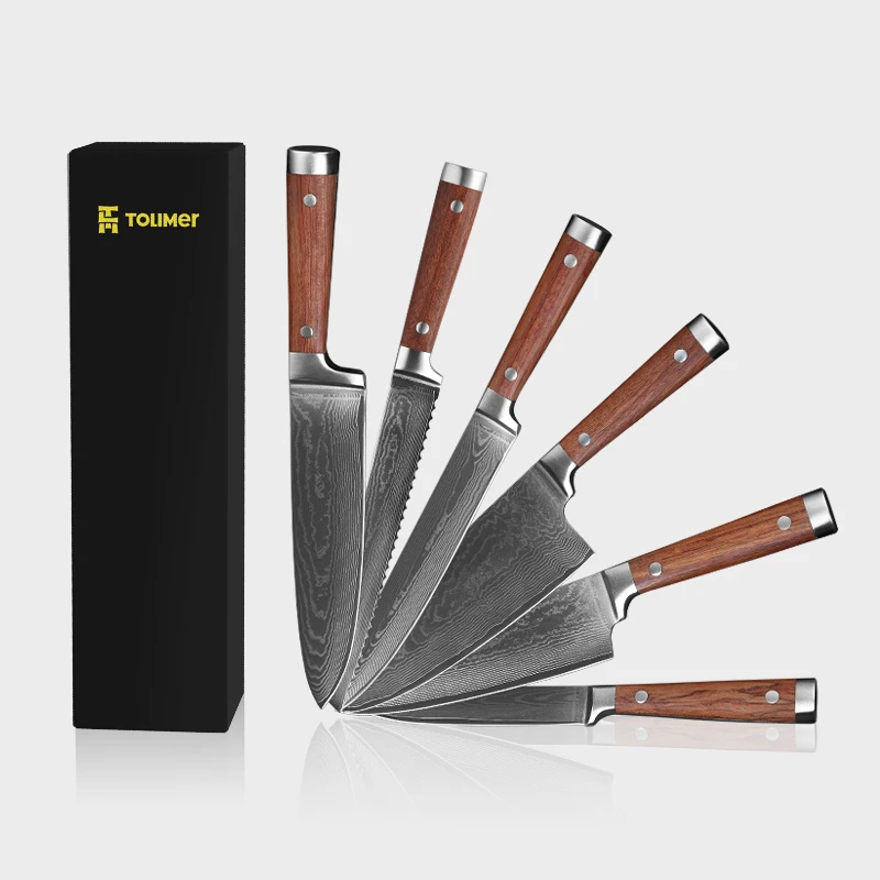 Hot selling professional custom kitchen knife wood handle chef knife damascus sharpener