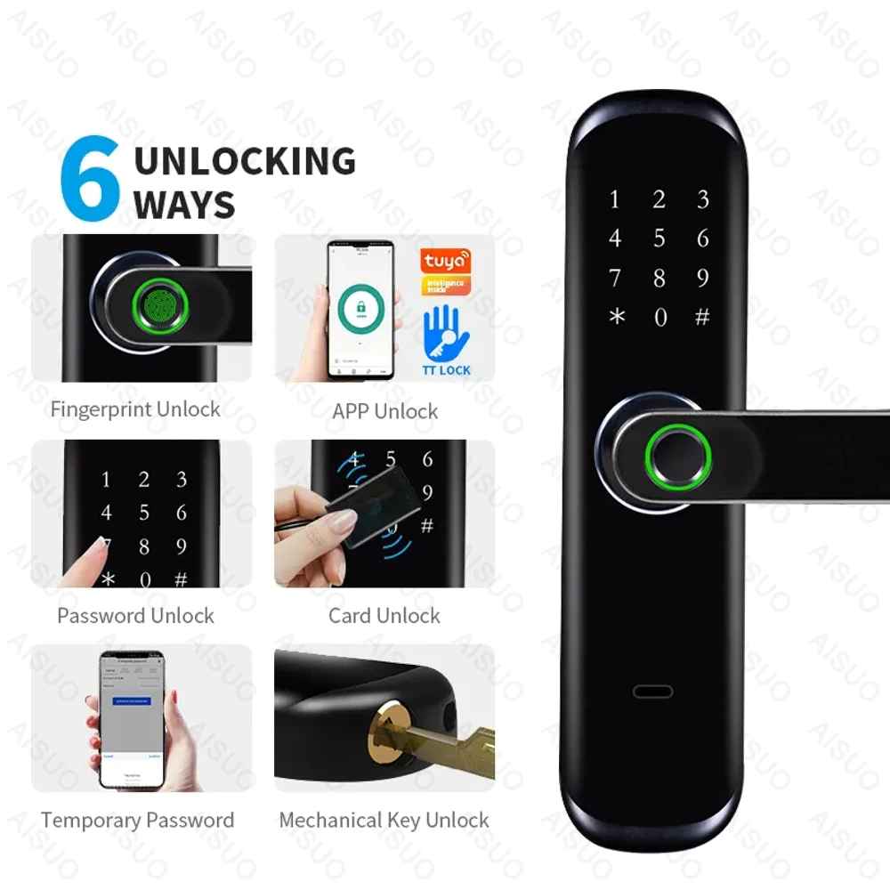 TUYA WIFI приложение отпечатков пальцев Дверной умный замок биометрический отпечаток пальца Pssword Умный Замок