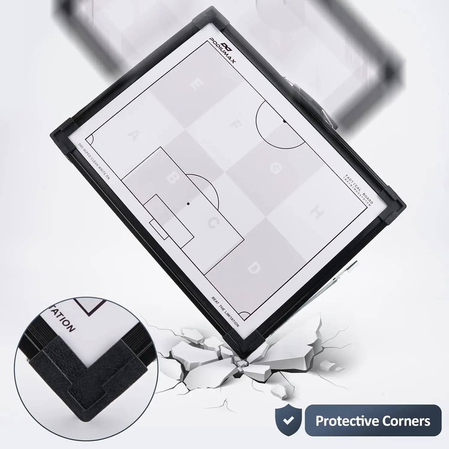Magnetic Dual-Sided Soccer Dry Erase Coach Board Kit with Pen Marker Pieces and Stand - Tactic & Strategy Board