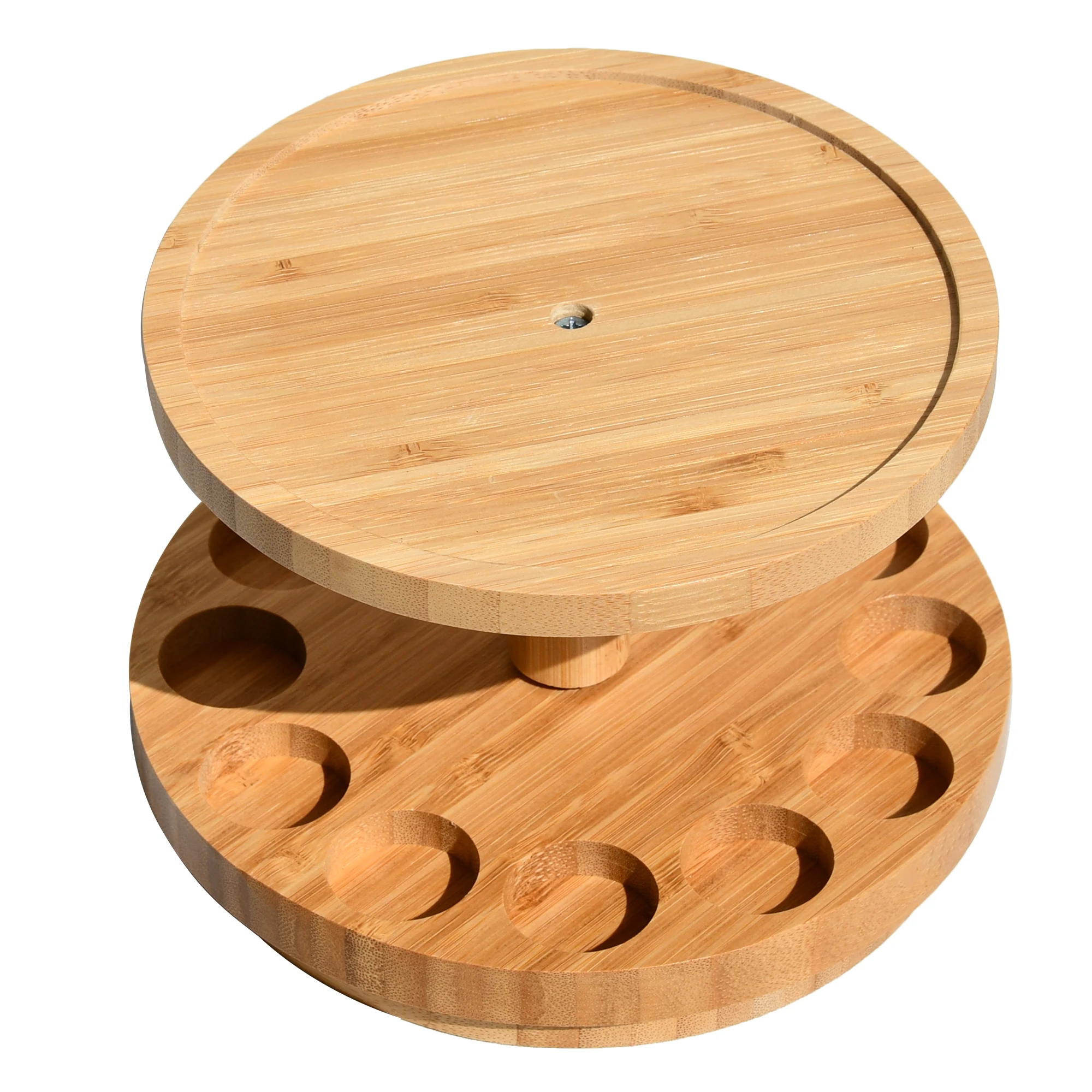 Rotating Essential Oil Display Stand Spinning Rack Organizer Storage Holder Round Wood Bamboo Lazy Susan