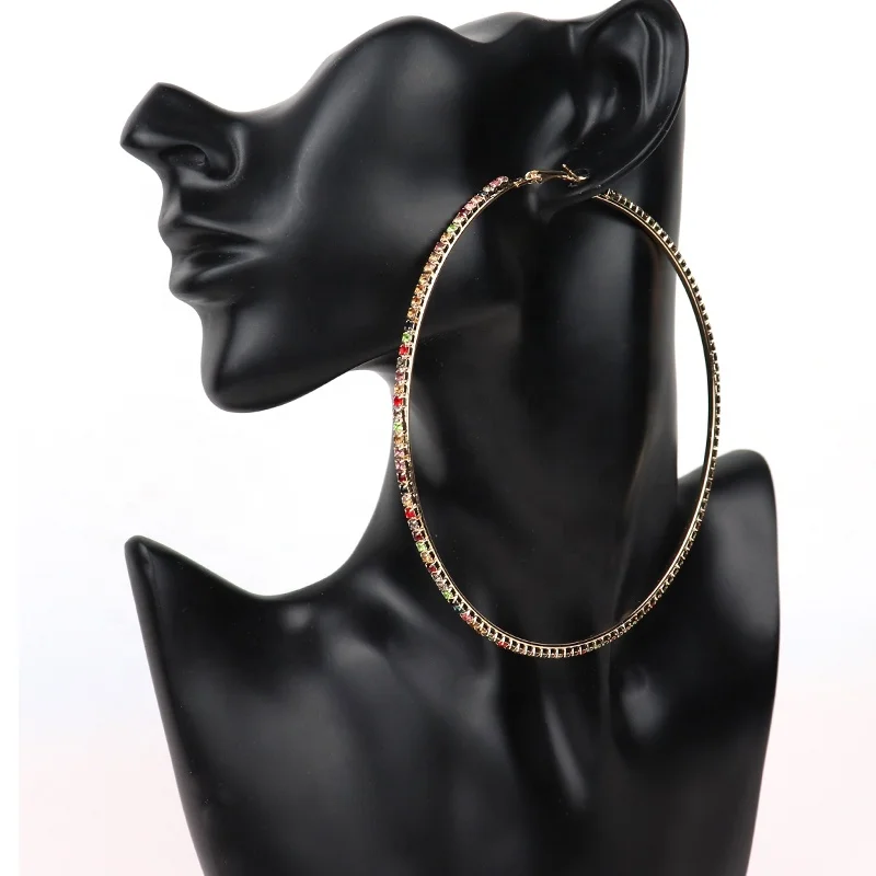 Hot 100mm Big Diamond Hoop Earrings  Gold And Silver Plated  colorized Earrings