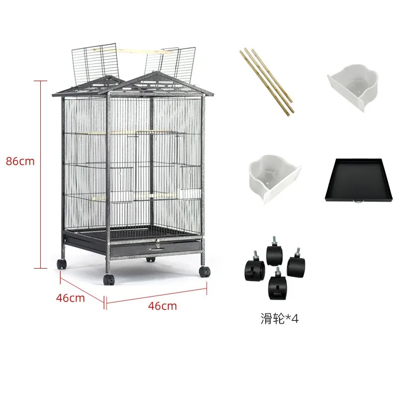 2023 Custom Electroplated Wire Folding Pigeon Parrot Birds Breeding Cage New Large Simple Portable Canary Bird Cage