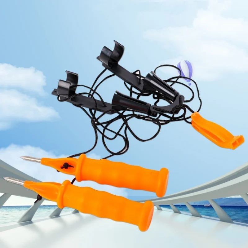 Portable Ice  awl spike Tackle Set Includes Whistle Lanyard and Pik-of-Life Icebreaker Claw Rescue Gear Spearing Equipment