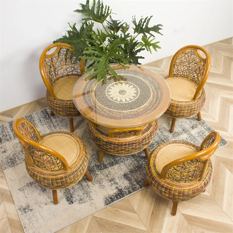 HANYEE Hot Sale Natural Material Hand-woven Traditional Craft Wicker Chair Garden Leisure Rattan Chair