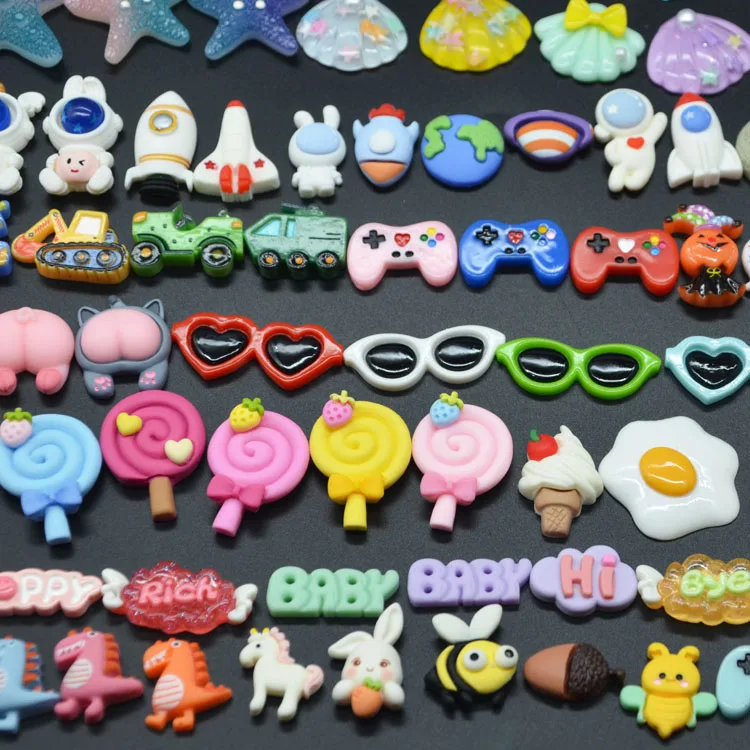 flatback cartoon miniature resin flower 3d ocean animal mix bow fruit candy charms for diy phone case shoe nail jewelry making