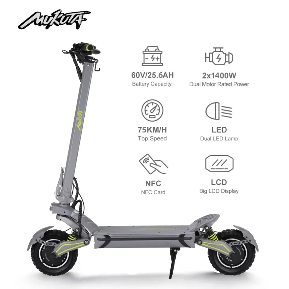Remile Mukuta American Made Electric Scooter 60V 25.6Ah 2800W Dual Motor With Disc Mechanical Brake Kick Electric Bike Scooter