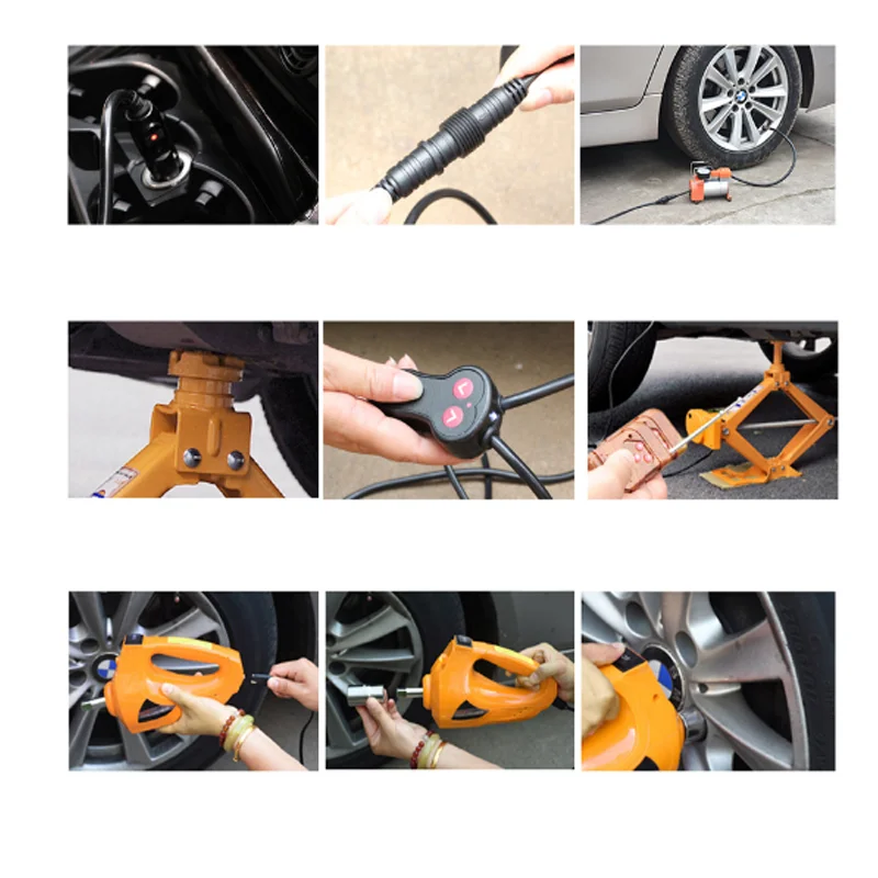 Fostar CE ISO Certificated  3in1 Portable 12V 3T Electric Screw Scissor Car Jack and Electric Wrench and Air Pump Set For Sale