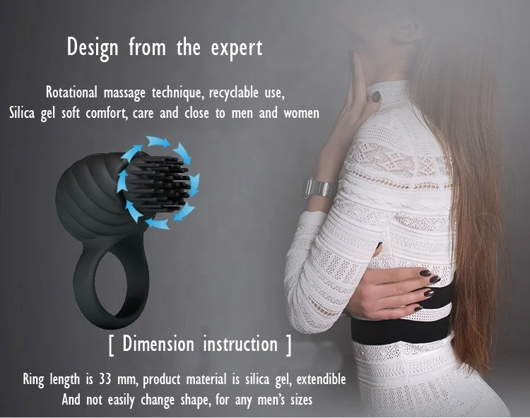 High quality silicone soft comfortable safe vibrating head rotation penis ring for men