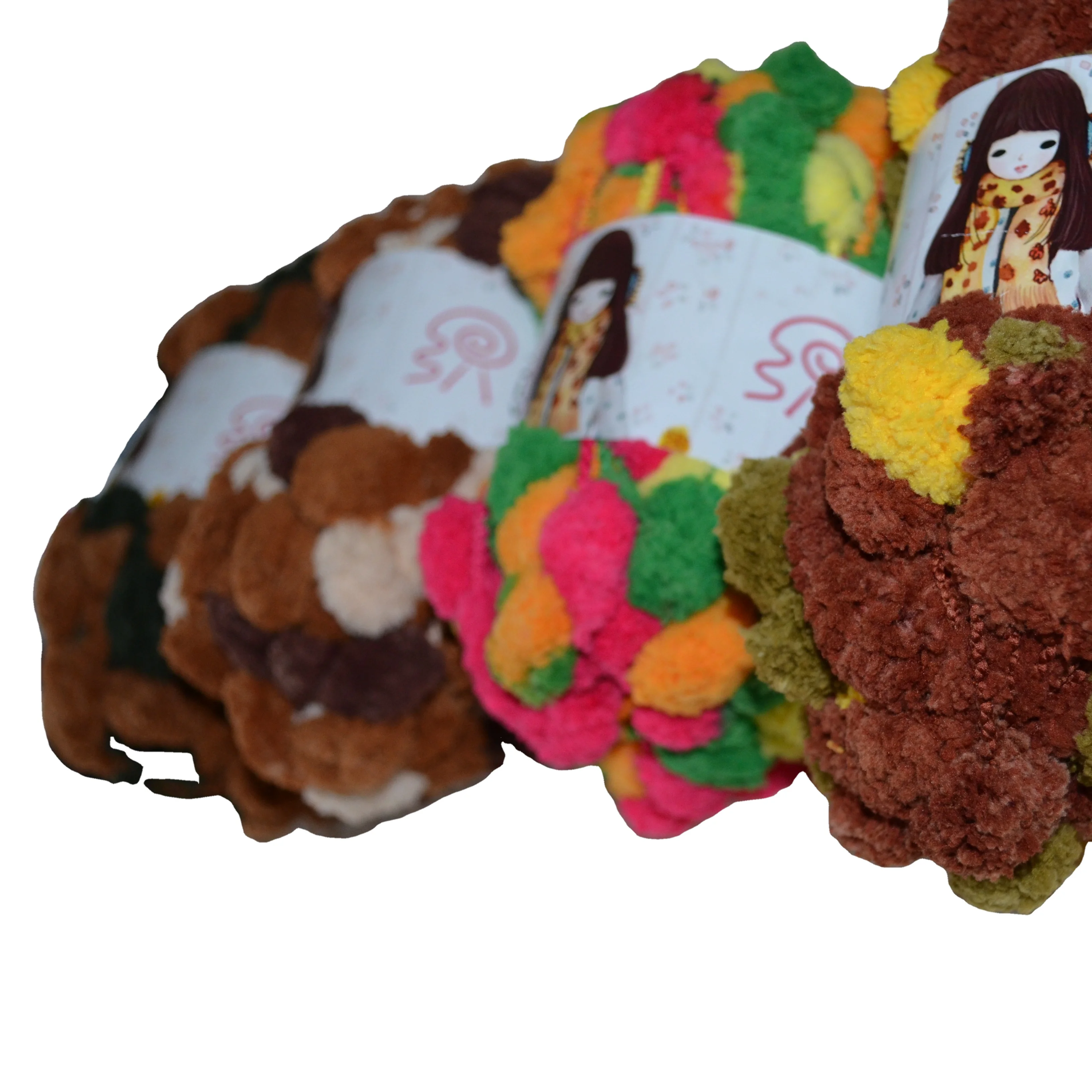 polyester big pompon yarn for hand knitting