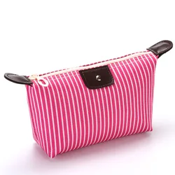 wholesale promotion personalized custom logo makeup cases foldable zebra stripped nylon cheap cosmetic bag with zipper