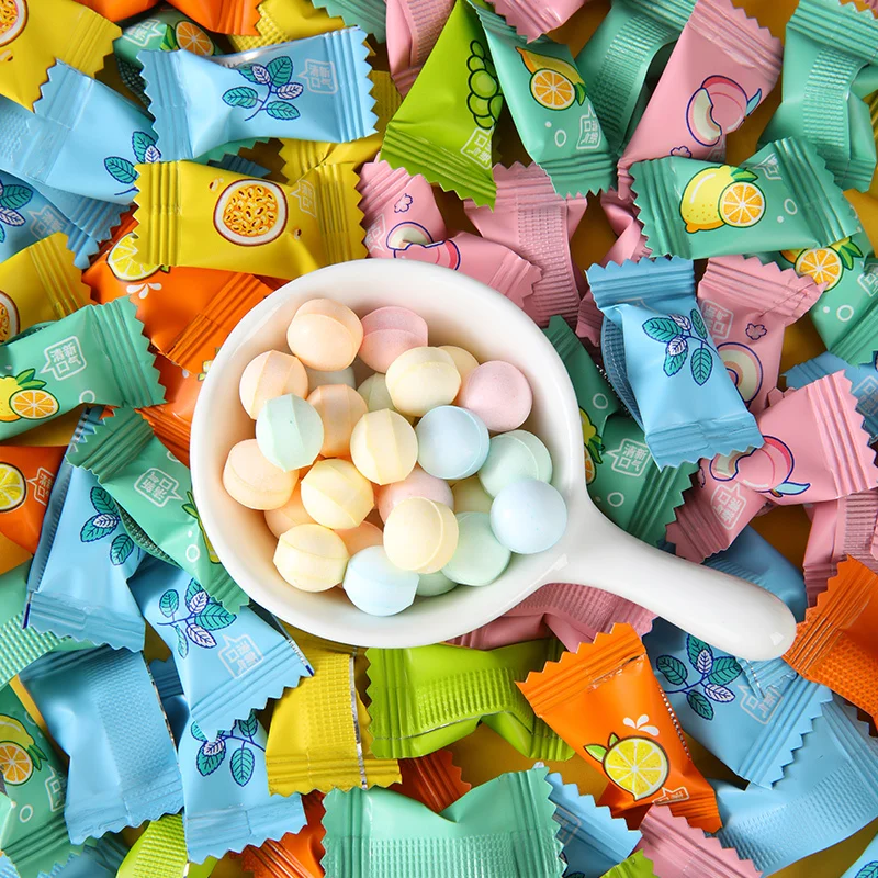 Hot selling fresh breath sugar free vitamin C lemon candy fruit press candy  mint candy vitamin c buccal tablets