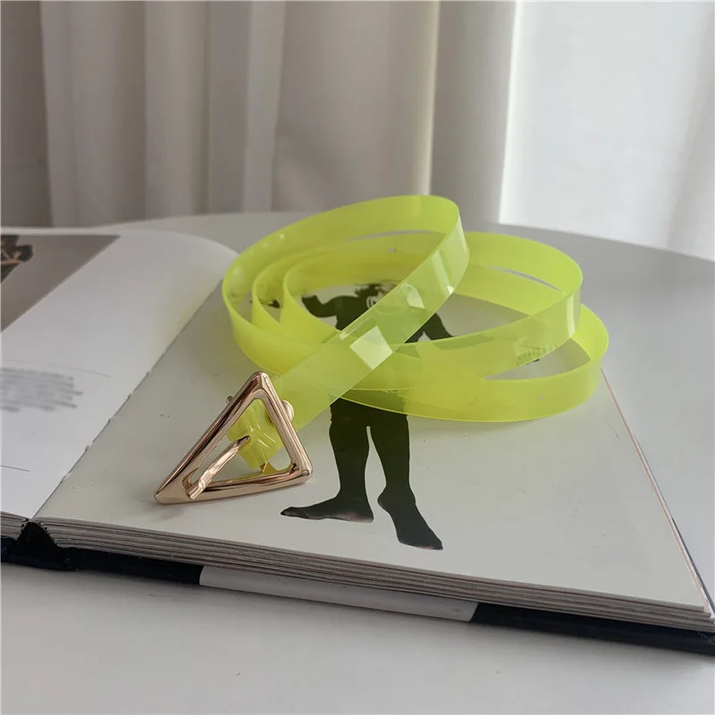 New Design Women PVC Transparent Thin Belt Triangle Pin Buckle Waist Strap Harajuku Trouser Jeans Dress Lady Clear Belts
