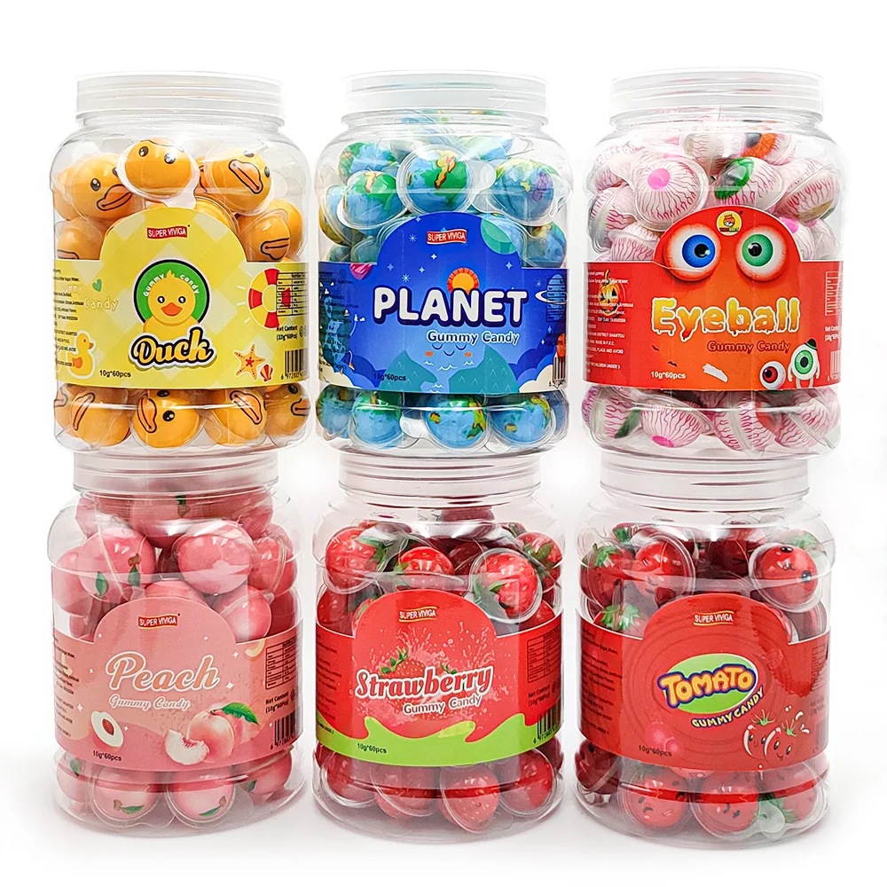 Wholesale Custom Planet Eyeball Shaped Jam Sandwich Ball Chewing Bubble Gum