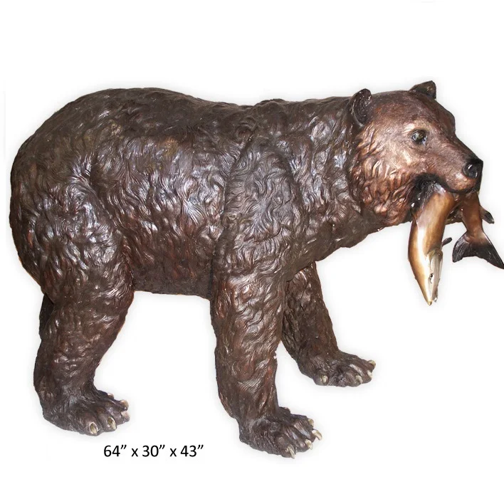 Hand Made Large Metal Animal Sculpture Life Size Copper Brass Bronze Bear Statues For Garden