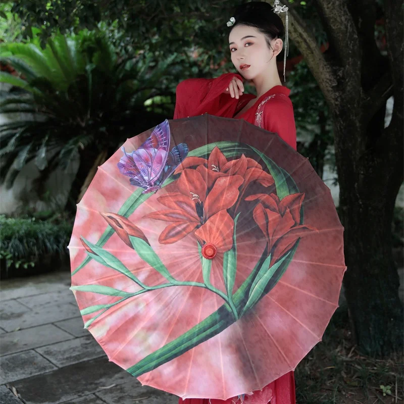 Japanese Chinese Ceiling Decoration Umbrellas Craft Dance Props Parasols Handmade Silk Oiled Paper Umbrella