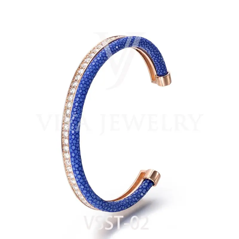 Viya Jewelry DHL Free Shipping Wholesale Luxury Premium Zirconia Stingray Leather Bracelet