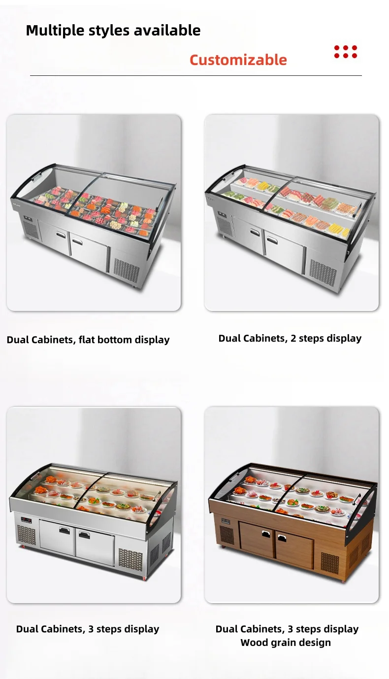 8-New Commercial Stainless Steel Refrigerated Sandwich Prep Table Cooler Glass Material Refrigerator Meat Display CHILLER Type