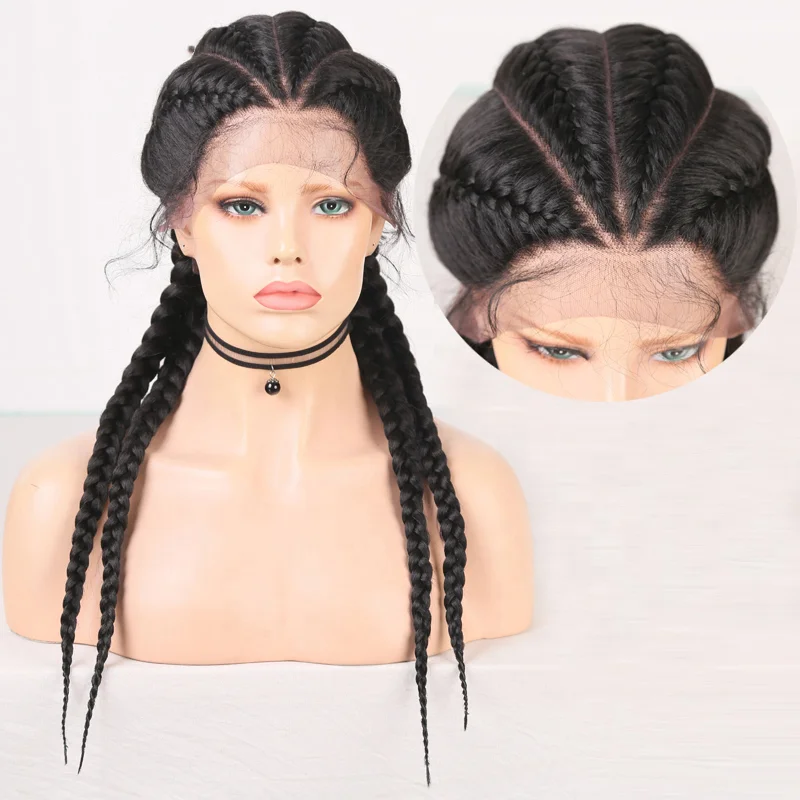 Hot Synthetic Wig Braided Lace Front Wigs with Baby Hair Perruque