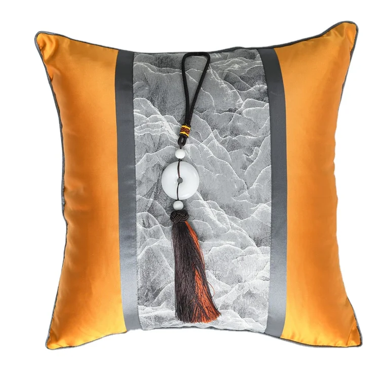 18*18 inch Chinese Style Manufacturers Orange Grey Cushion Sofa Pillow Cover