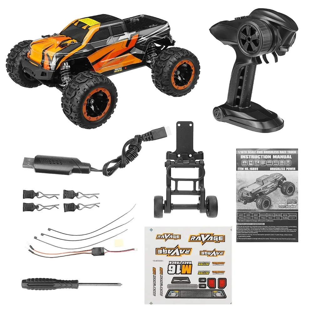 HBX 16889A Pro 1/16 2.4G 4WD Fast Brushless RC Car High Speed Remote Control Truck Vehicle Models Full Proportional oil filled