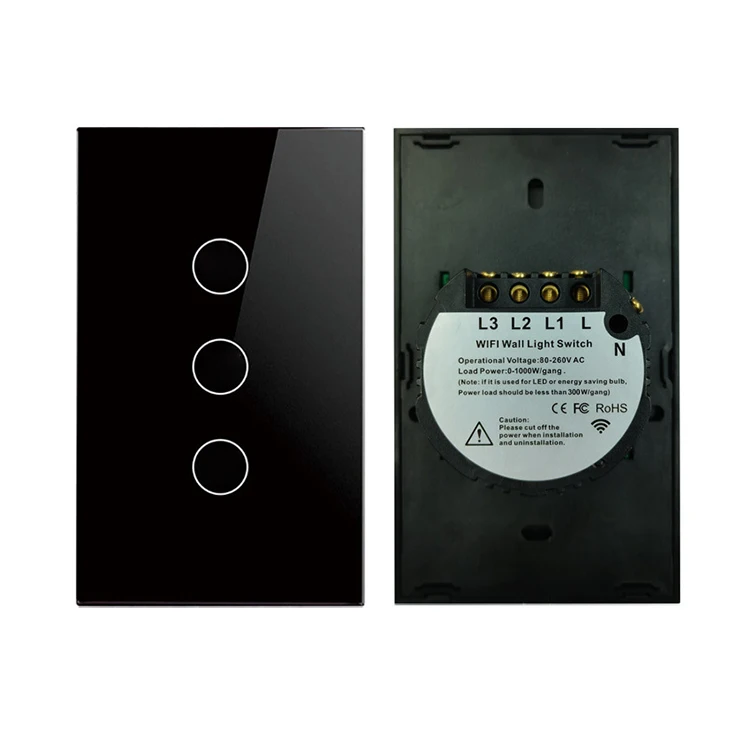 Porular New US Standard tuya touch screen light smart switch wifi app control home wall smart switch wifi